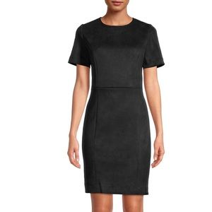 T Tahari | Faux Suede Sheath Dress